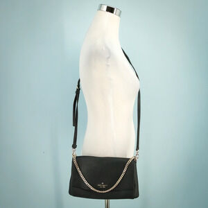 Kate Spade Black Laurel Way Greer Leather Removable Crossbody Metal Shoulder Bag